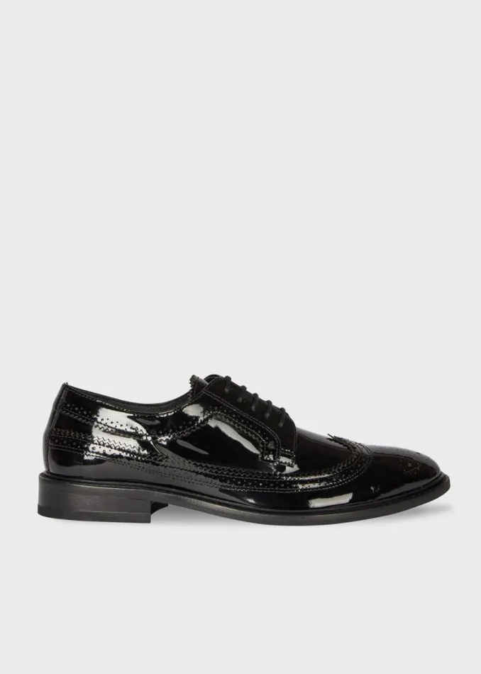 Womens Paul Smith Flats Black 039Fuentes039 Patent Leather Brogues
