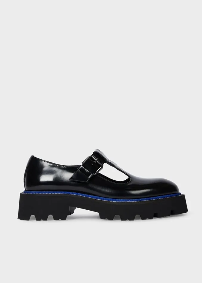 Womens Paul Smith Flats Black High Shine 039Osaka039 Leather Mary Janes