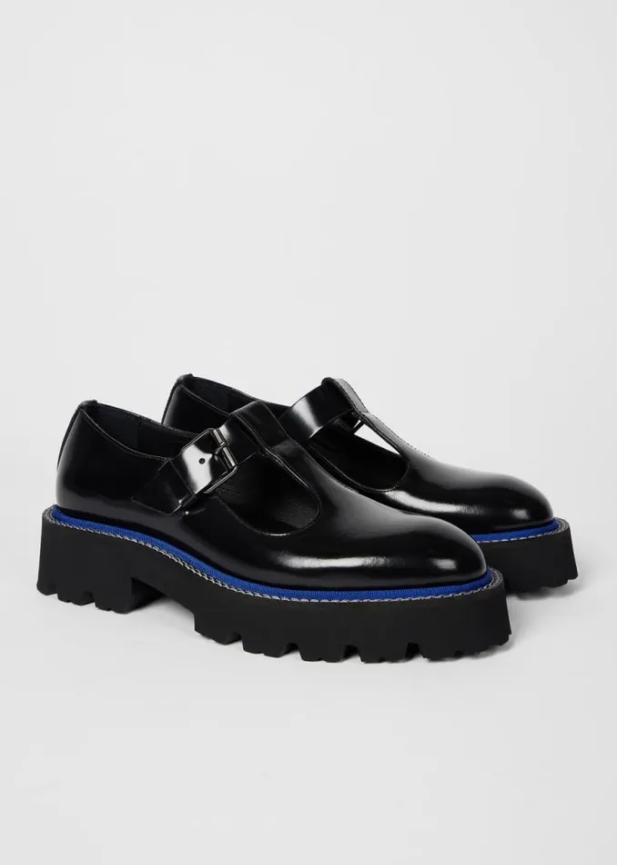 Womens Paul Smith Flats Black High Shine 039Osaka039 Leather Mary Janes