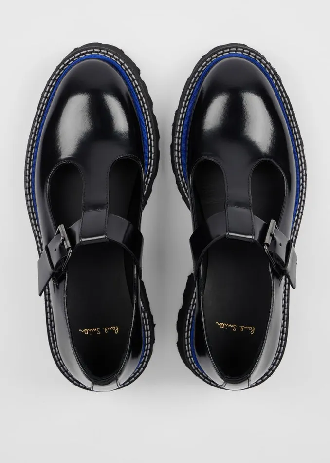 Womens Paul Smith Flats Black High Shine 039Osaka039 Leather Mary Janes