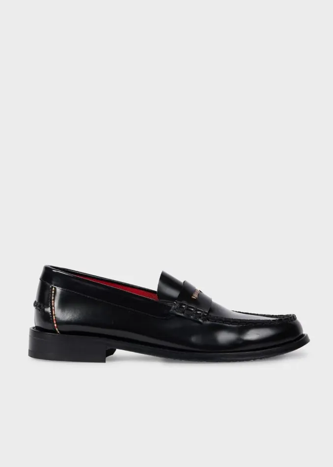 Womens Paul Smith Flats Black Laida HighShine Loafers
