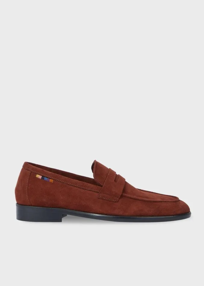 Womens Paul Smith Flats Dark Burgundy Suede 039Figaro039 Loafers
