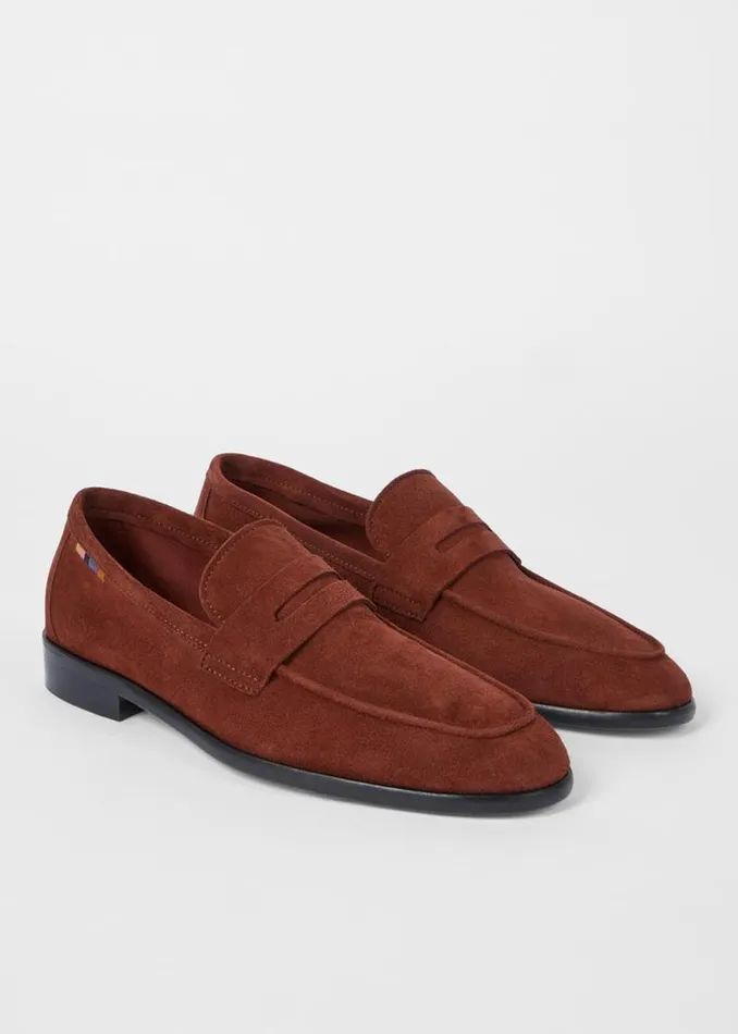 Womens Paul Smith Flats Dark Burgundy Suede 039Figaro039 Loafers