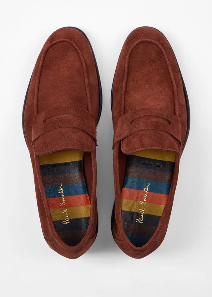 Womens Paul Smith Flats Dark Burgundy Suede 039Figaro039 Loafers
