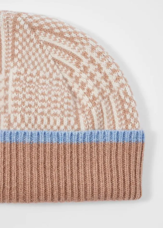 Womens Paul Smith Hats and Gloves Beige And Camel Check Beanie Hat Womens Paul Smith Hats and Gloves Beige And Camel Check Beanie Hat