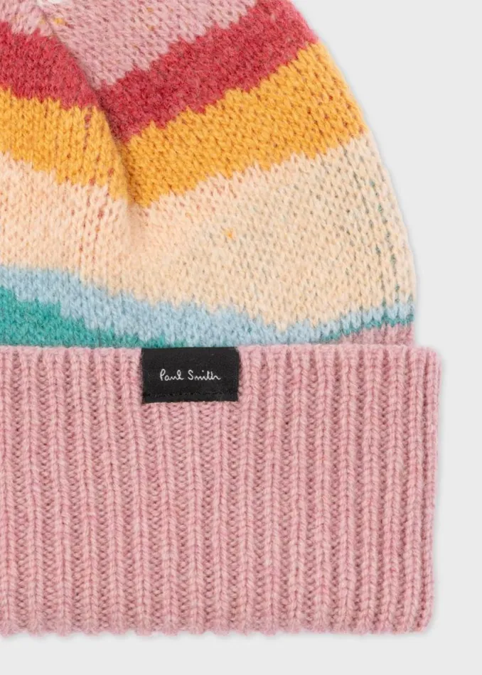 Womens Paul Smith Hats and Gloves Pink 039Swirl039 Knitted Beanie Womens Paul Smith Hats and Gloves Pink 039Swirl039 Knitted Beanie