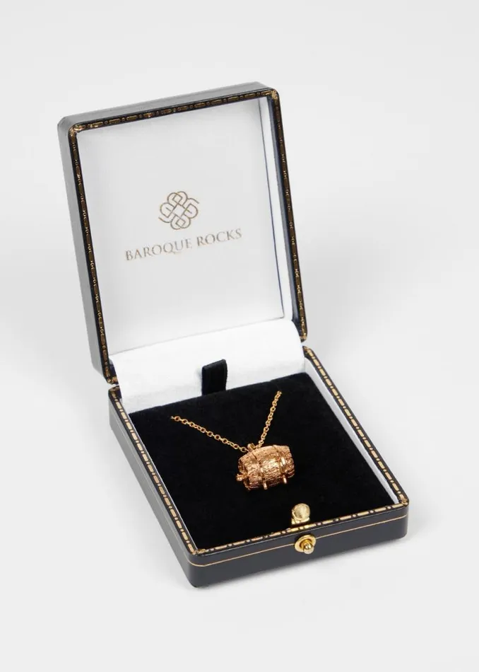 Womens Paul Smith Jewellery 039Articulated Gold Wine Barrel With Man and Bottle039 Necklace By Baroque Rocks Womens Paul Smith Jewellery 039Articulated Gold Wine Barrel With Man and Bottle039 Necklace By Baroque Rocks