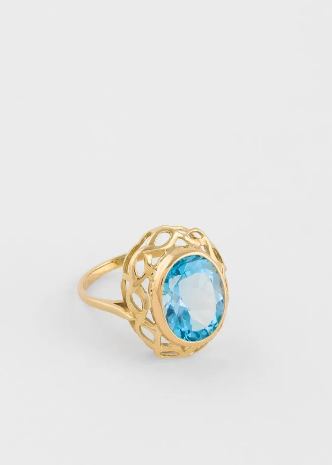Womens Paul Smith Jewellery 039Enormous Sky Blue Topaz039 Gold Cocktail Ring By Baroque Rocks Womens Paul Smith Jewellery 039Enormous Sky Blue Topaz039 Gold Cocktail Ring By Baroque Rocks