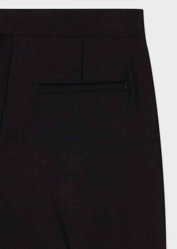 Womens Paul Smith Pants Black Wool Satin Trim Pants Womens Paul Smith Pants Black Wool Satin Trim Pants
