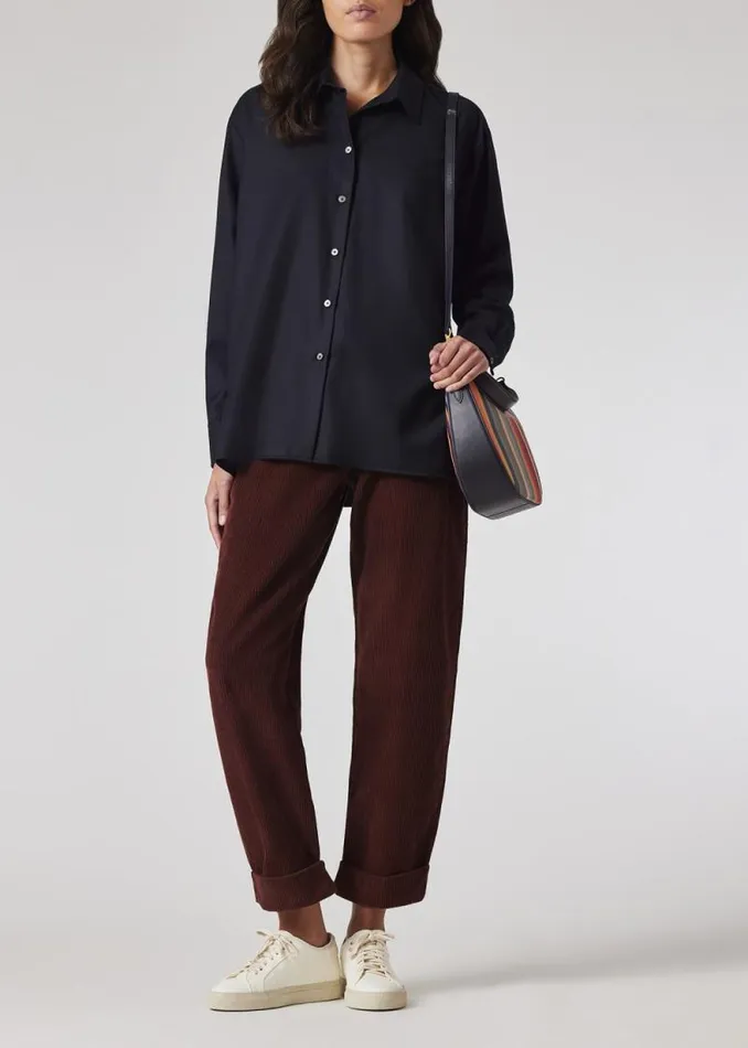 Womens Paul Smith Pants Brown Corduroy Barrel Leg Trousers Womens Paul Smith Pants Brown Corduroy Barrel Leg Trousers
