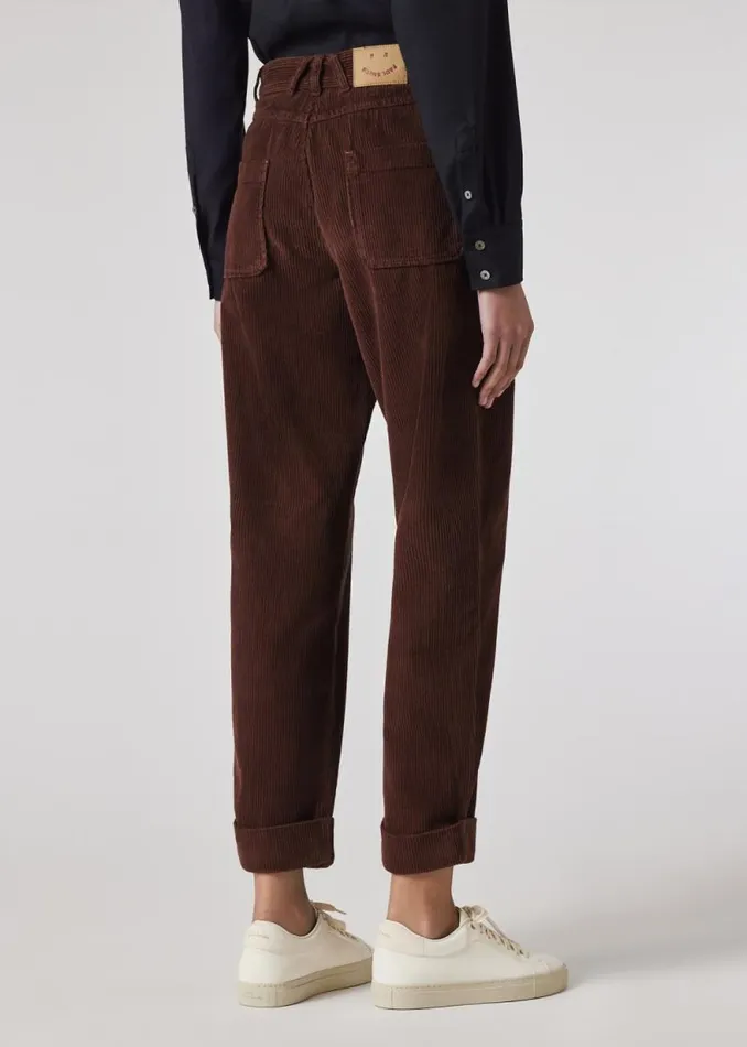 Womens Paul Smith Pants Brown Corduroy Barrel Leg Trousers Womens Paul Smith Pants Brown Corduroy Barrel Leg Trousers
