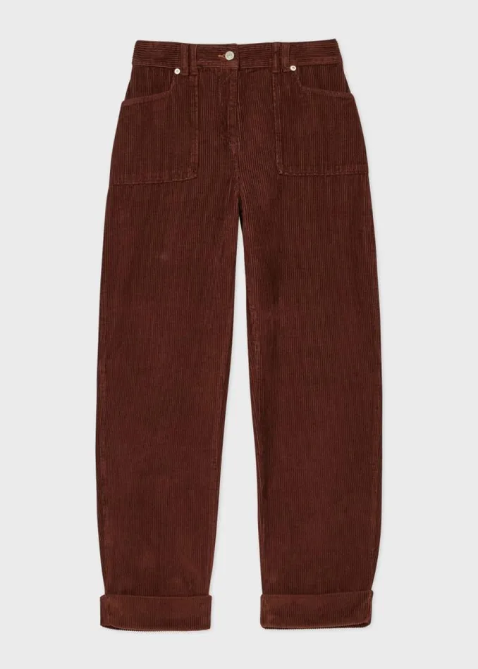 Womens Paul Smith Pants Brown Corduroy Barrel Leg Trousers Womens Paul Smith Pants Brown Corduroy Barrel Leg Trousers