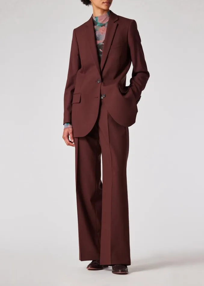 Womens Paul Smith Pants Brown Wool WideLeg Trousers Womens Paul Smith Pants Brown Wool WideLeg Trousers