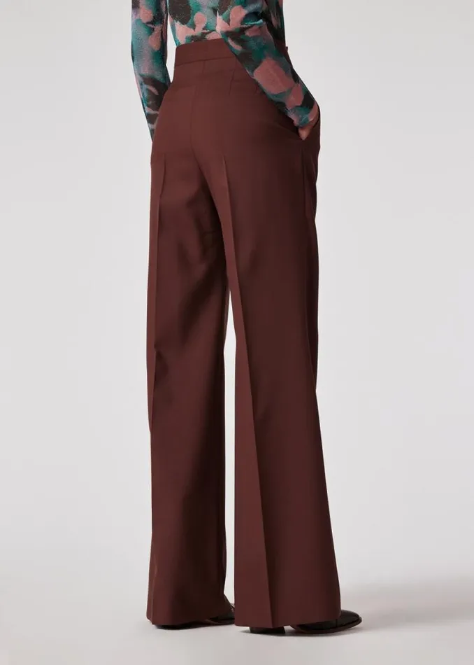 Womens Paul Smith Pants Brown Wool WideLeg Trousers Womens Paul Smith Pants Brown Wool WideLeg Trousers