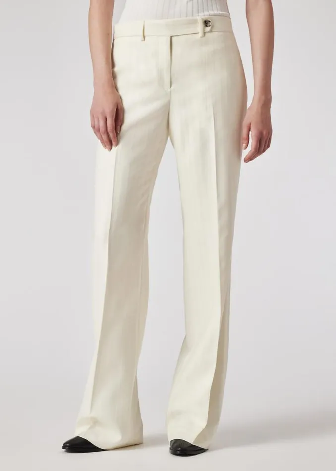 Womens Paul Smith Pants Ivory Wool 039Shadow Stipe039 Bootcut Trousers