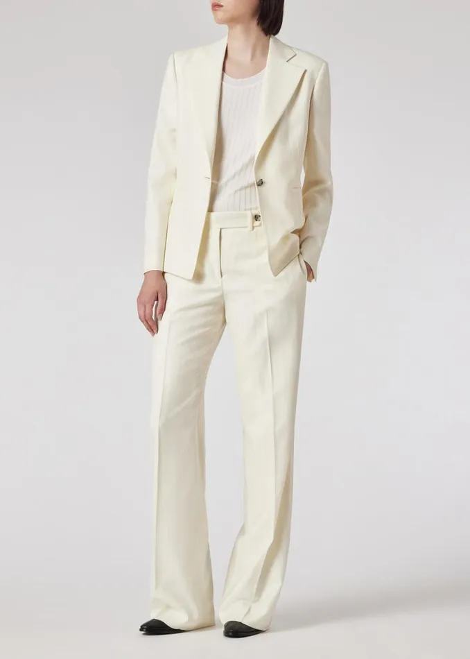 Womens Paul Smith Pants Ivory Wool 039Shadow Stipe039 Bootcut Trousers