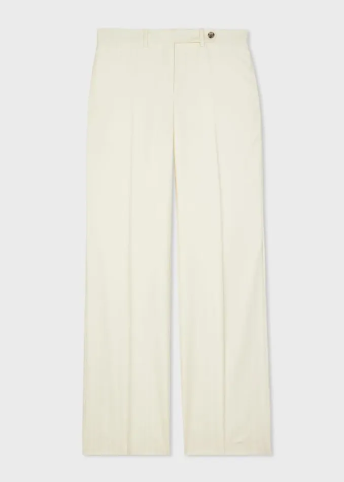 Womens Paul Smith Pants Ivory Wool 039Shadow Stipe039 Bootcut Trousers