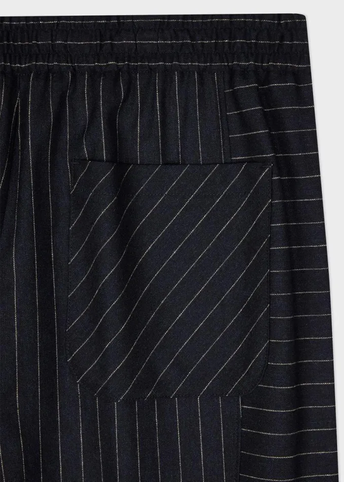 Womens Paul Smith Pants Navy Pinstripe Wide Leg Wool Trousers Womens Paul Smith Pants Navy Pinstripe Wide Leg Wool Trousers