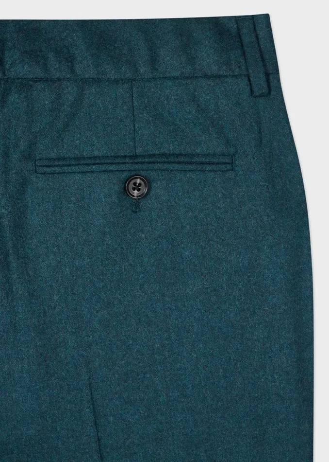 Womens Paul Smith Pants Teal SlimFit WoolCashmere Flannel Trousers Womens Paul Smith Pants Teal SlimFit WoolCashmere Flannel Trousers