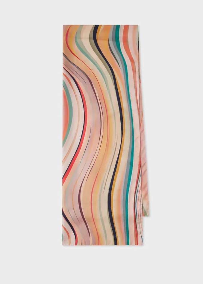 Womens Paul Smith Scarves Dusky Pink 039Swirl039 Silk Twill Scarf
