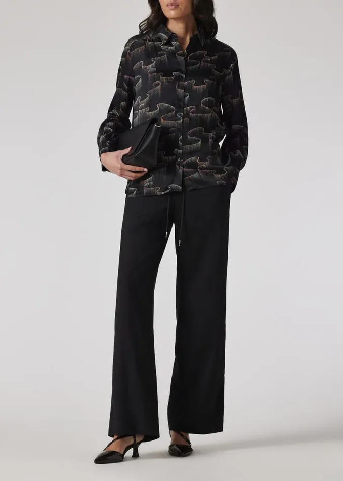 Womens Paul Smith Shirts Black 039Constellation039 Satin Shirt Womens Paul Smith Shirts Black 039Constellation039 Satin Shirt