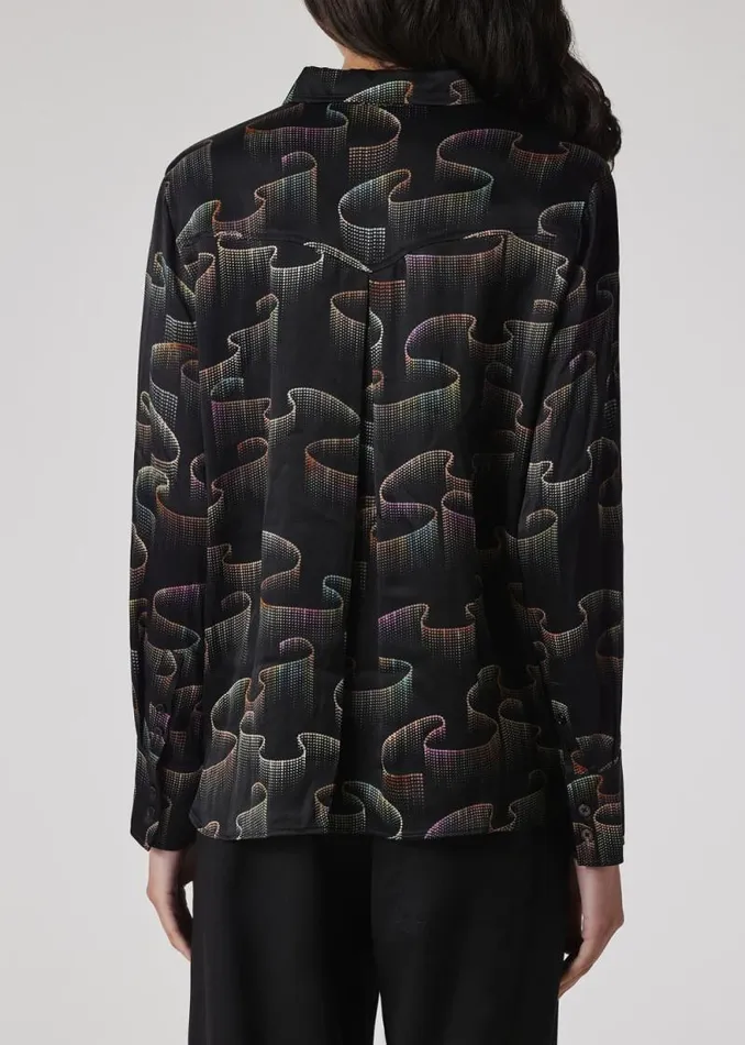 Womens Paul Smith Shirts Black 039Constellation039 Satin Shirt Womens Paul Smith Shirts Black 039Constellation039 Satin Shirt