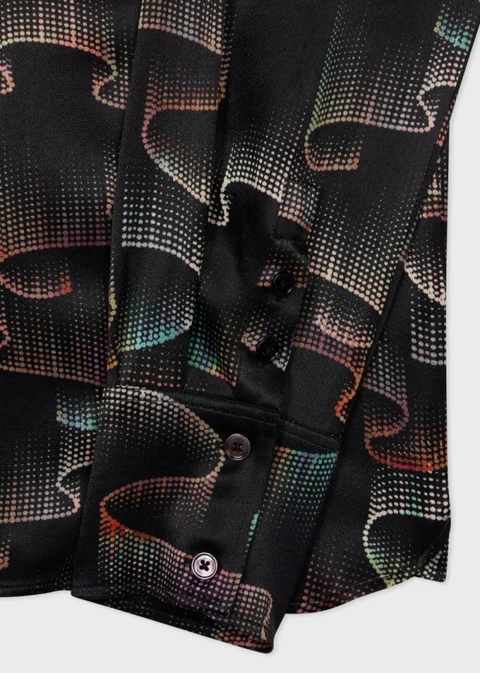 Womens Paul Smith Shirts Black 039Constellation039 Satin Shirt Womens Paul Smith Shirts Black 039Constellation039 Satin Shirt