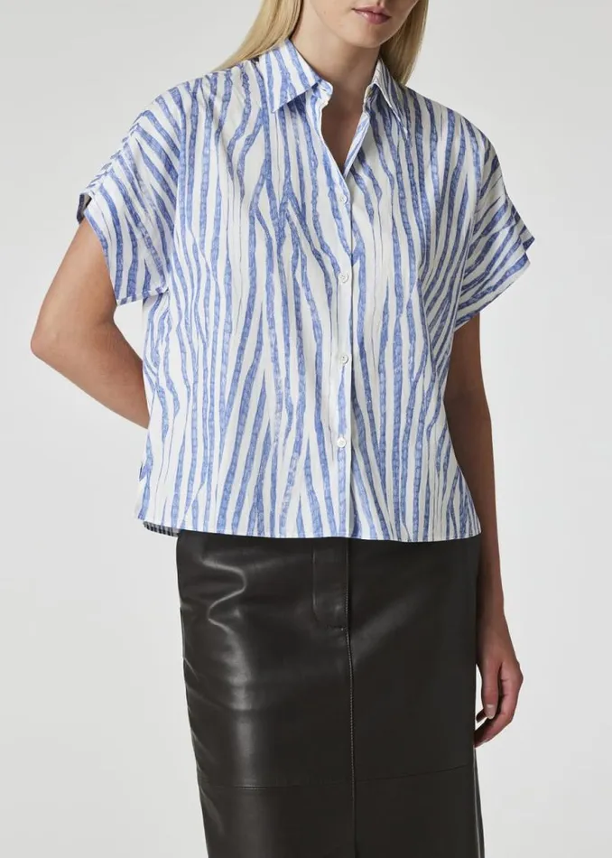 Womens Paul Smith Shirts Light Blue 039Wood Grain Stripe039 Cotton Shirt
