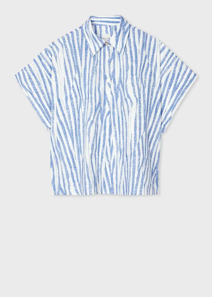 Womens Paul Smith Shirts Light Blue 039Wood Grain Stripe039 Cotton Shirt Womens Paul Smith Shirts Light Blue 039Wood Grain Stripe039 Cotton Shirt