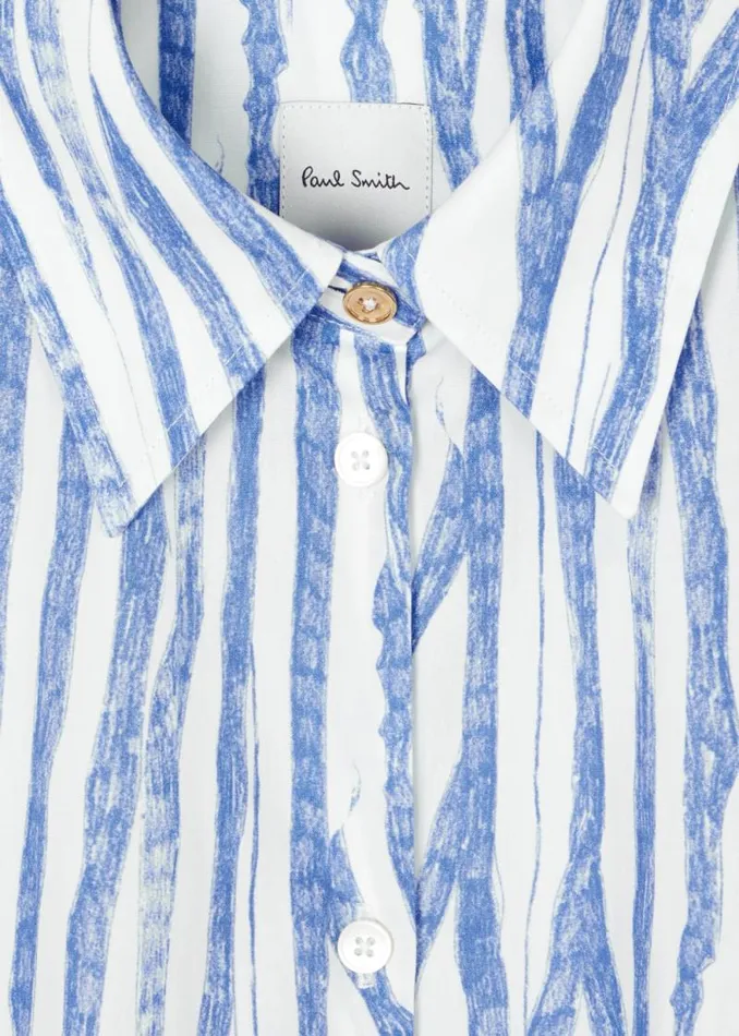 Womens Paul Smith Shirts Light Blue 039Wood Grain Stripe039 Cotton Shirt Womens Paul Smith Shirts Light Blue 039Wood Grain Stripe039 Cotton Shirt