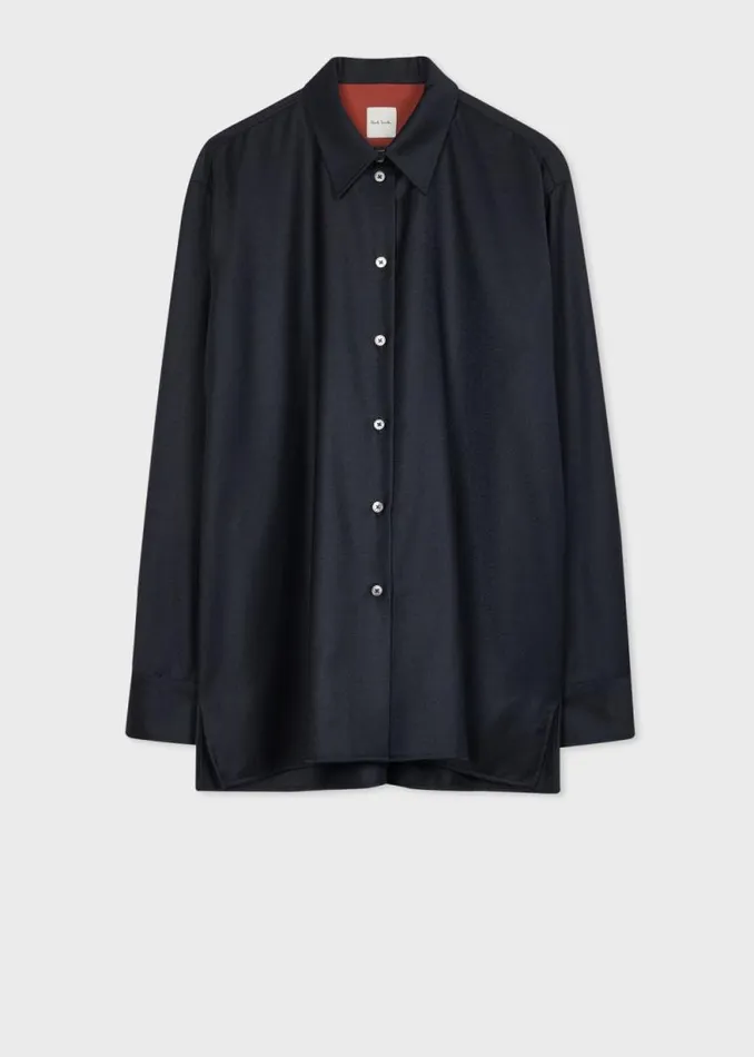 Womens Paul Smith Shirts Navy WoolCashmere Shirt Womens Paul Smith Shirts Navy WoolCashmere Shirt