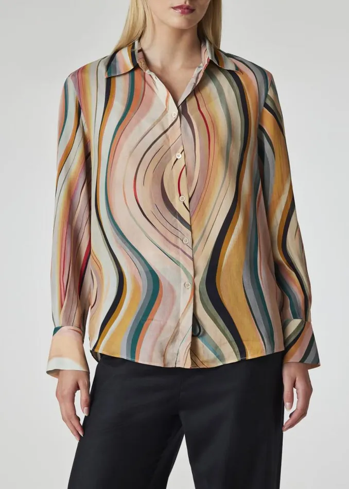 Womens Paul Smith Shirts SilkBlend 039Swirl039 Print Shirt
