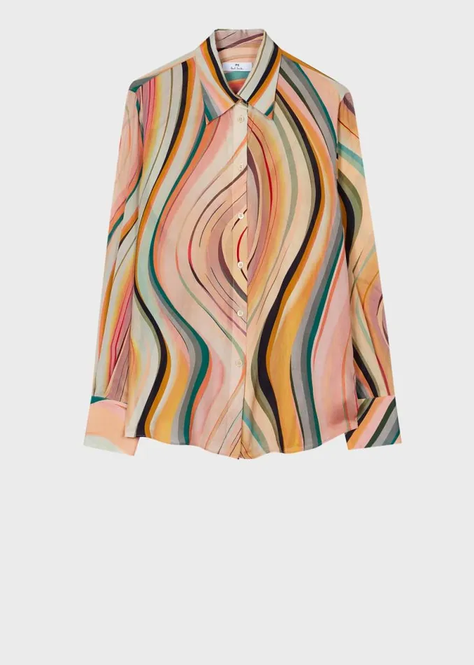 Womens Paul Smith Shirts SilkBlend 039Swirl039 Print Shirt
