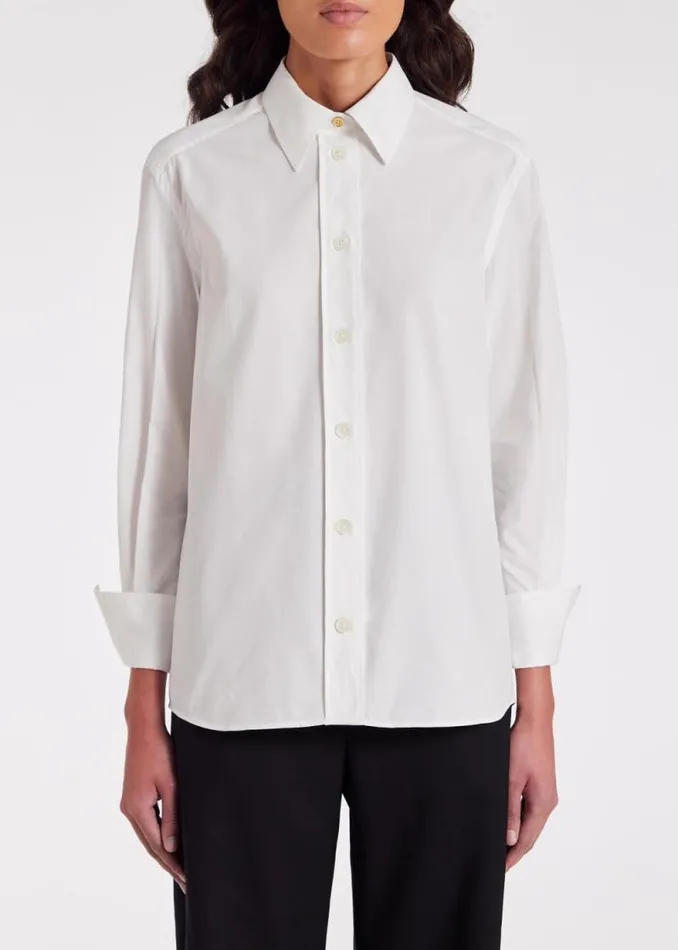 Womens Paul Smith Shirts White 039Signature Stripe039 Cuff Cotton Shirt