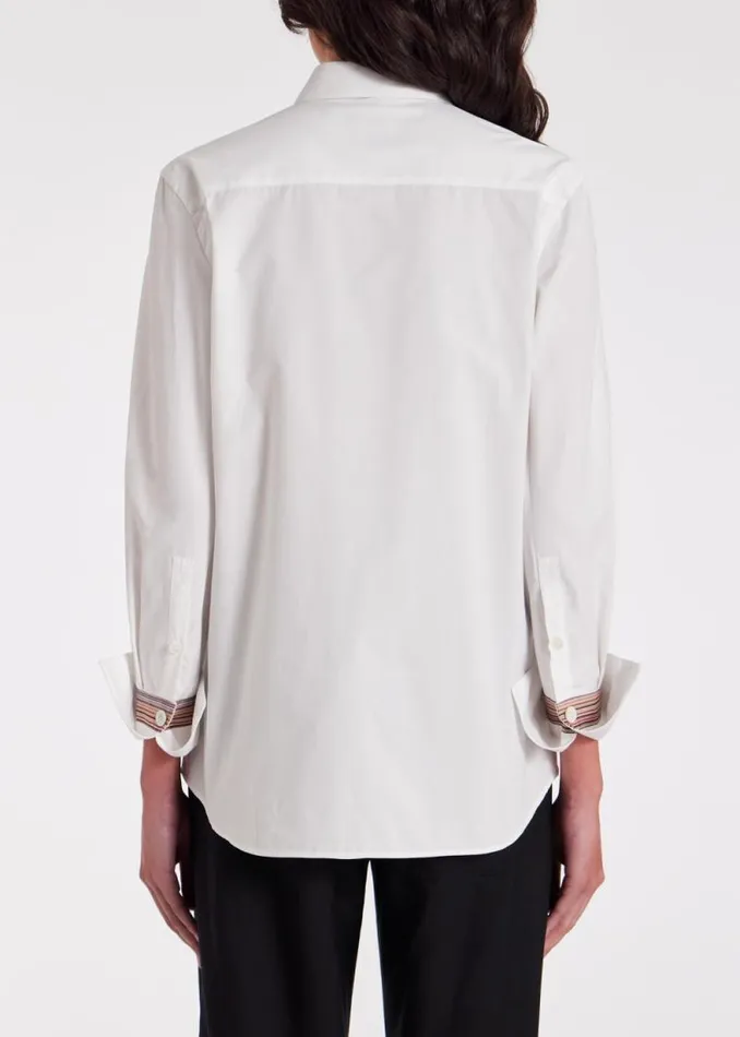 Womens Paul Smith Shirts White 039Signature Stripe039 Cuff Cotton Shirt
