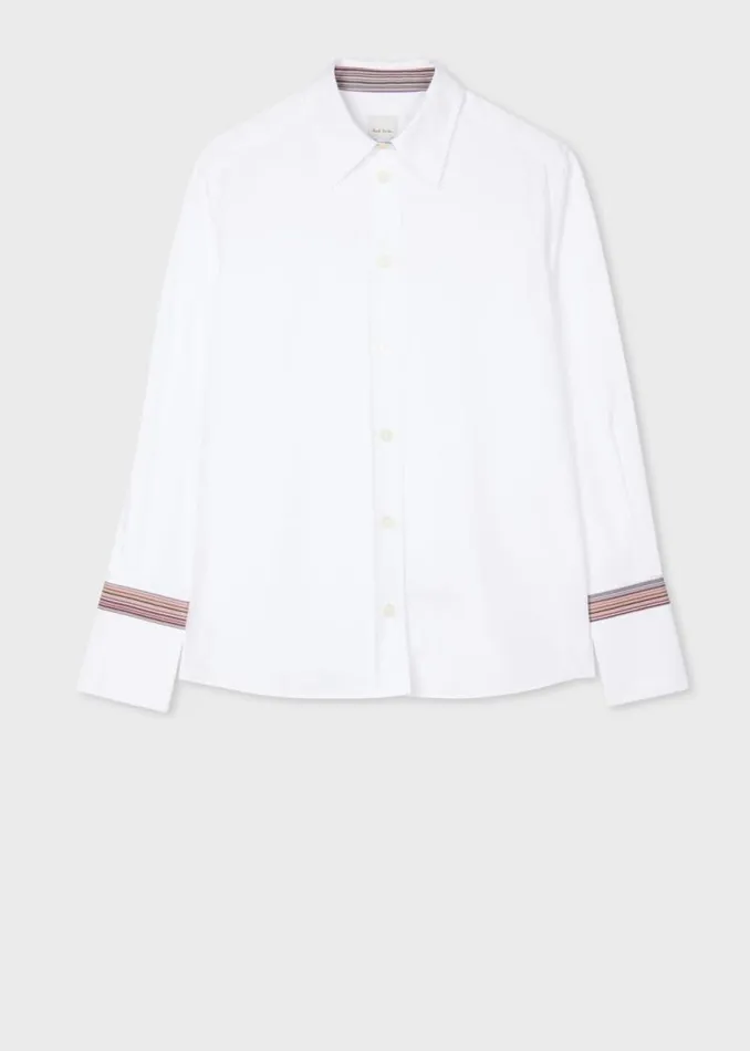 Womens Paul Smith Shirts White 039Signature Stripe039 Cuff Cotton Shirt