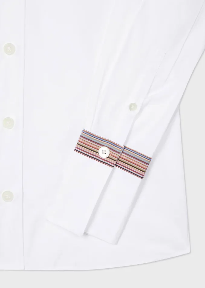Womens Paul Smith Shirts White 039Signature Stripe039 Cuff Cotton Shirt