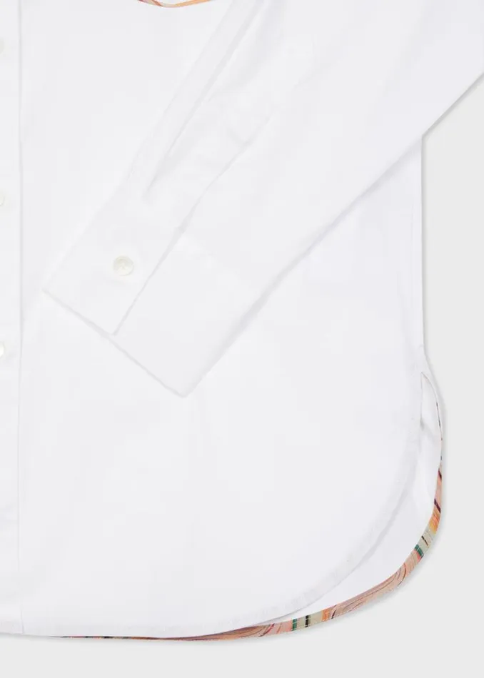 Womens Paul Smith Shirts White 039Swirl039 Trim StretchCotton Shirt