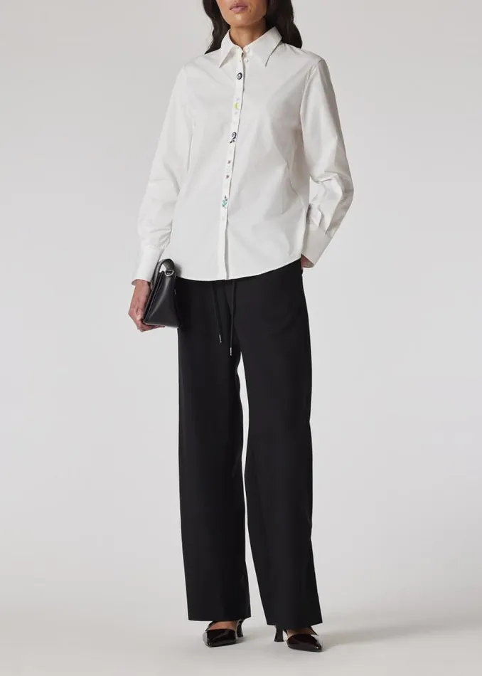 Womens Paul Smith Shirts White 039Zodiac039 Embroidered Cotton Shirt Womens Paul Smith Shirts White 039Zodiac039 Embroidered Cotton Shirt