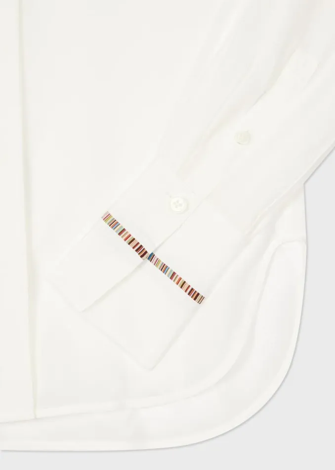 Womens Paul Smith Shirts White Silk 039Signature Stripe039 Detail Shirt