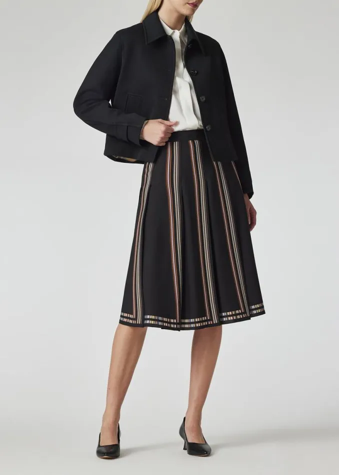 Womens Paul Smith Skirts and Shorts Black 039Signature Stripe039 Pleated Skirt Womens Paul Smith Skirts and Shorts Black 039Signature Stripe039 Pleated Skirt
