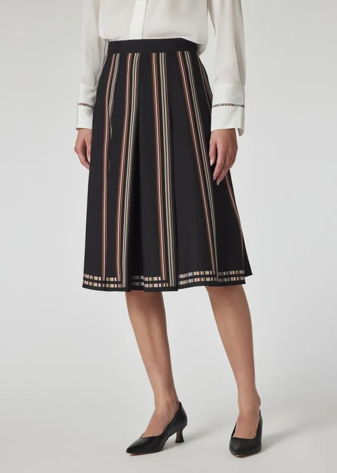 Womens Paul Smith Skirts and Shorts Black 039Signature Stripe039 Pleated Skirt Womens Paul Smith Skirts and Shorts Black 039Signature Stripe039 Pleated Skirt