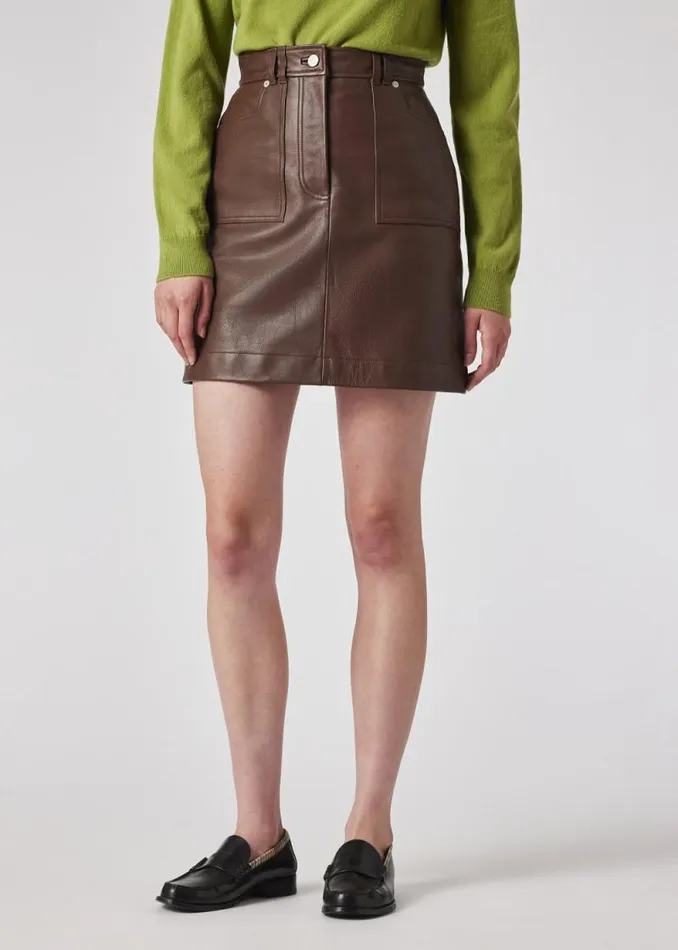Womens Paul Smith Skirts and Shorts Brown Leather Skirt