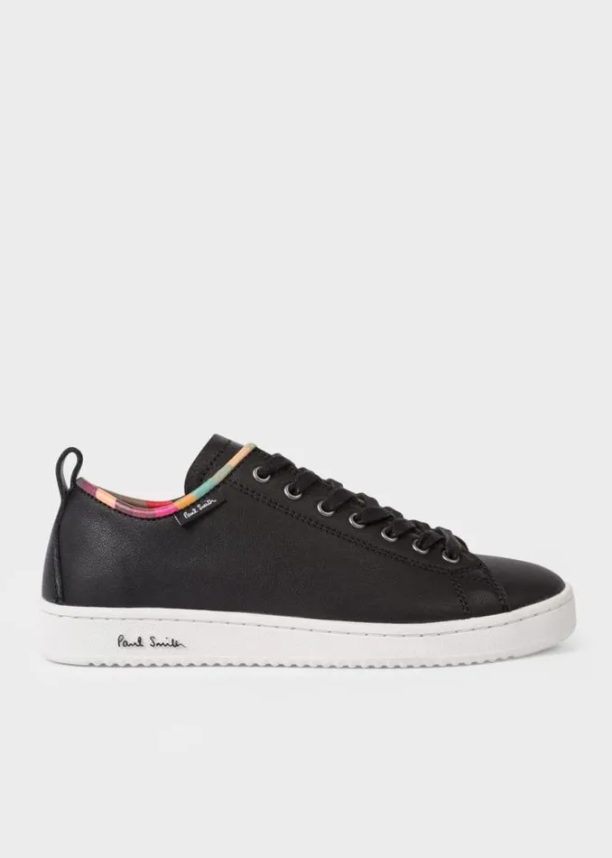 Womens Paul Smith Sneakers Black Leather 039Miyata039 Sneakers With 039Swirl039 Trim