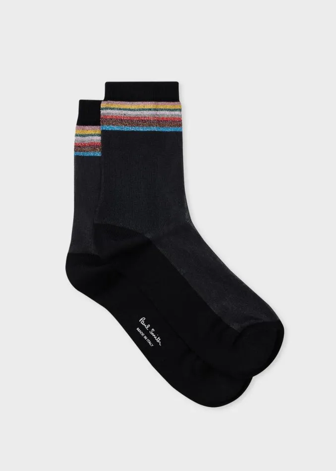 Womens Paul Smith Socks Black Sheer 039Signature Stripe039 Socks