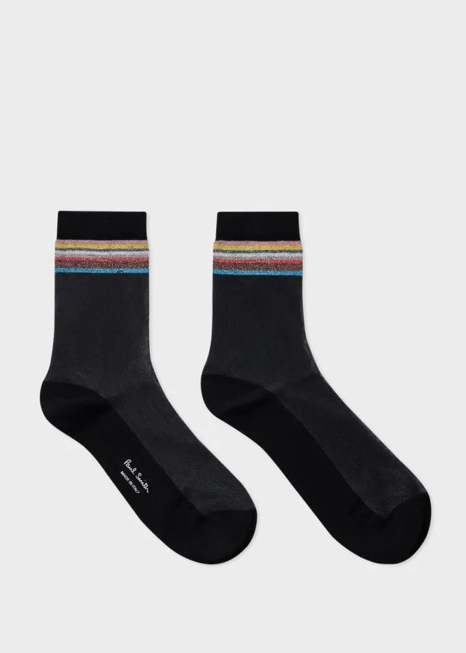 Womens Paul Smith Socks Black Sheer 039Signature Stripe039 Socks