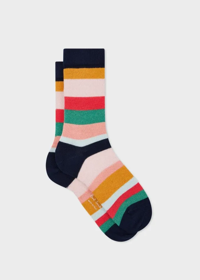 Womens Paul Smith Socks CottonBlend Multicolour Stripe Socks