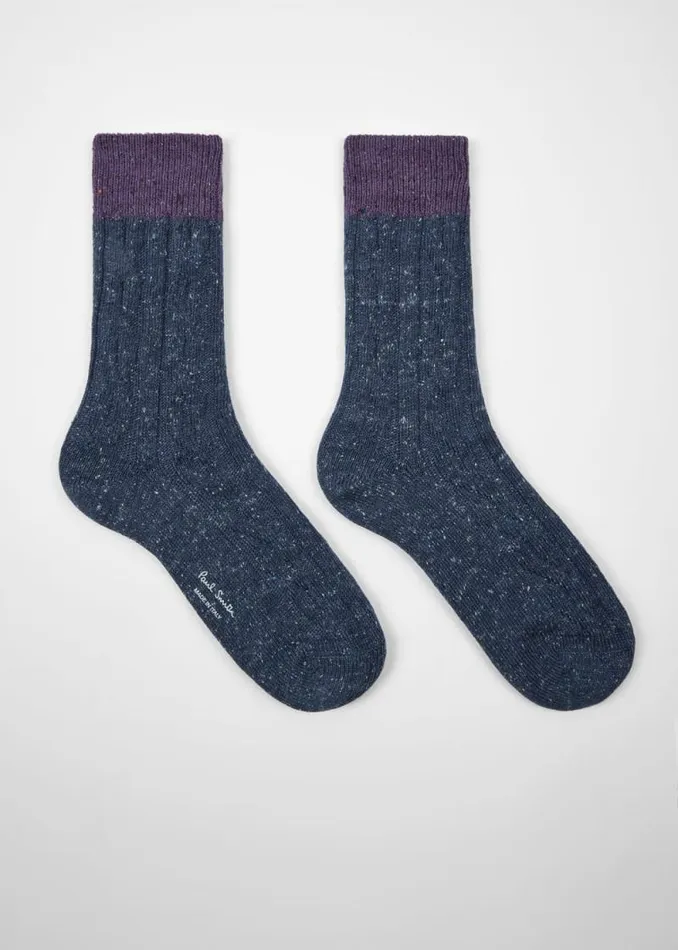 Womens Paul Smith Socks Dark Blue CottonBlend Cable Knit Socks Womens Paul Smith Socks Dark Blue CottonBlend Cable Knit Socks
