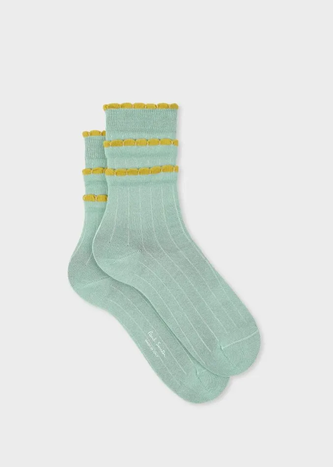 Womens Paul Smith Socks Duck Egg Blue Ruffle Socks