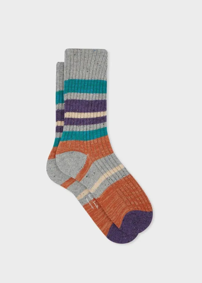 Womens Paul Smith Socks Grey Speckled Stripe Socks